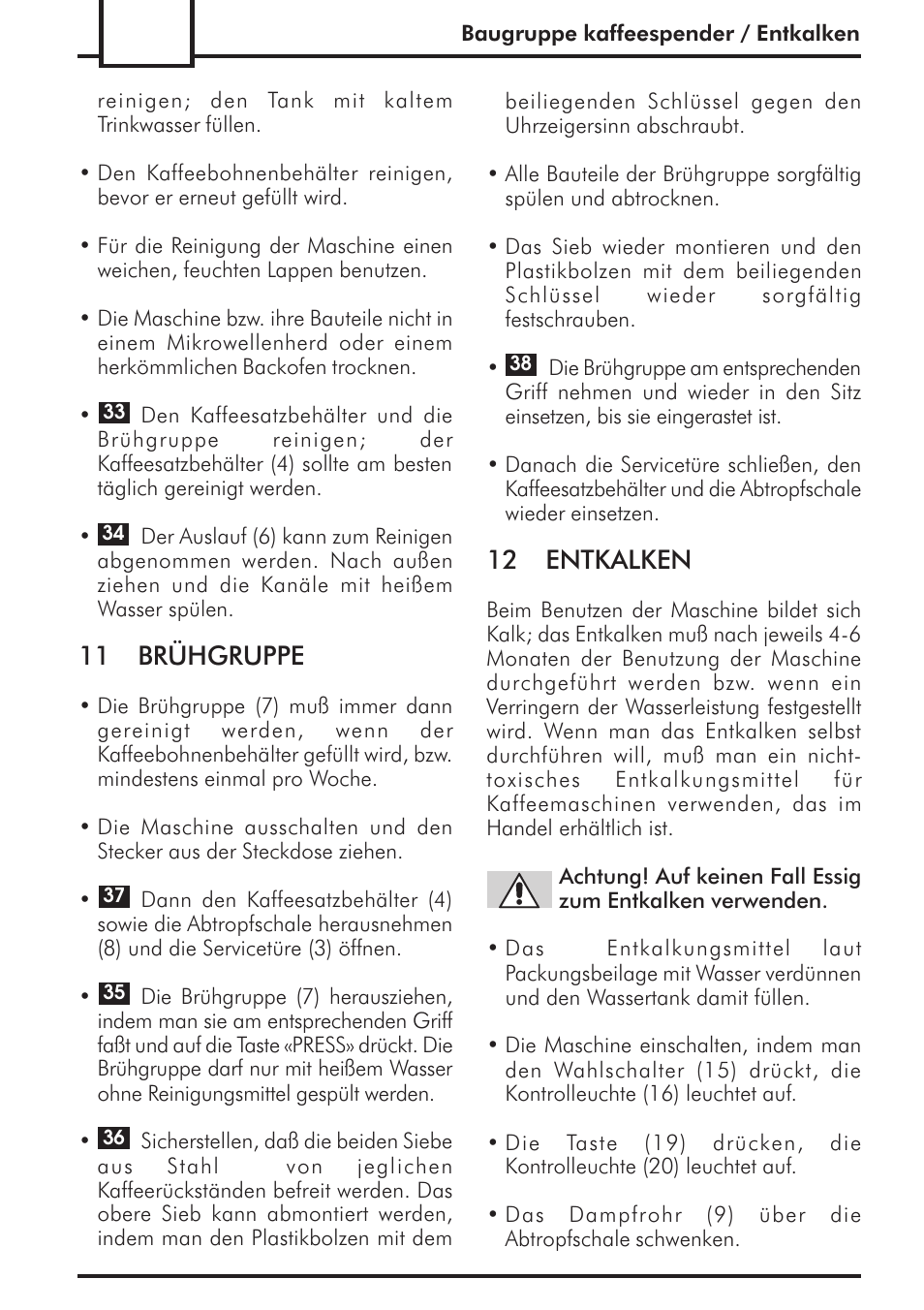 11 brühgruppe, 12 entkalken | Philips 741443008 User Manual | Page 70 / 132