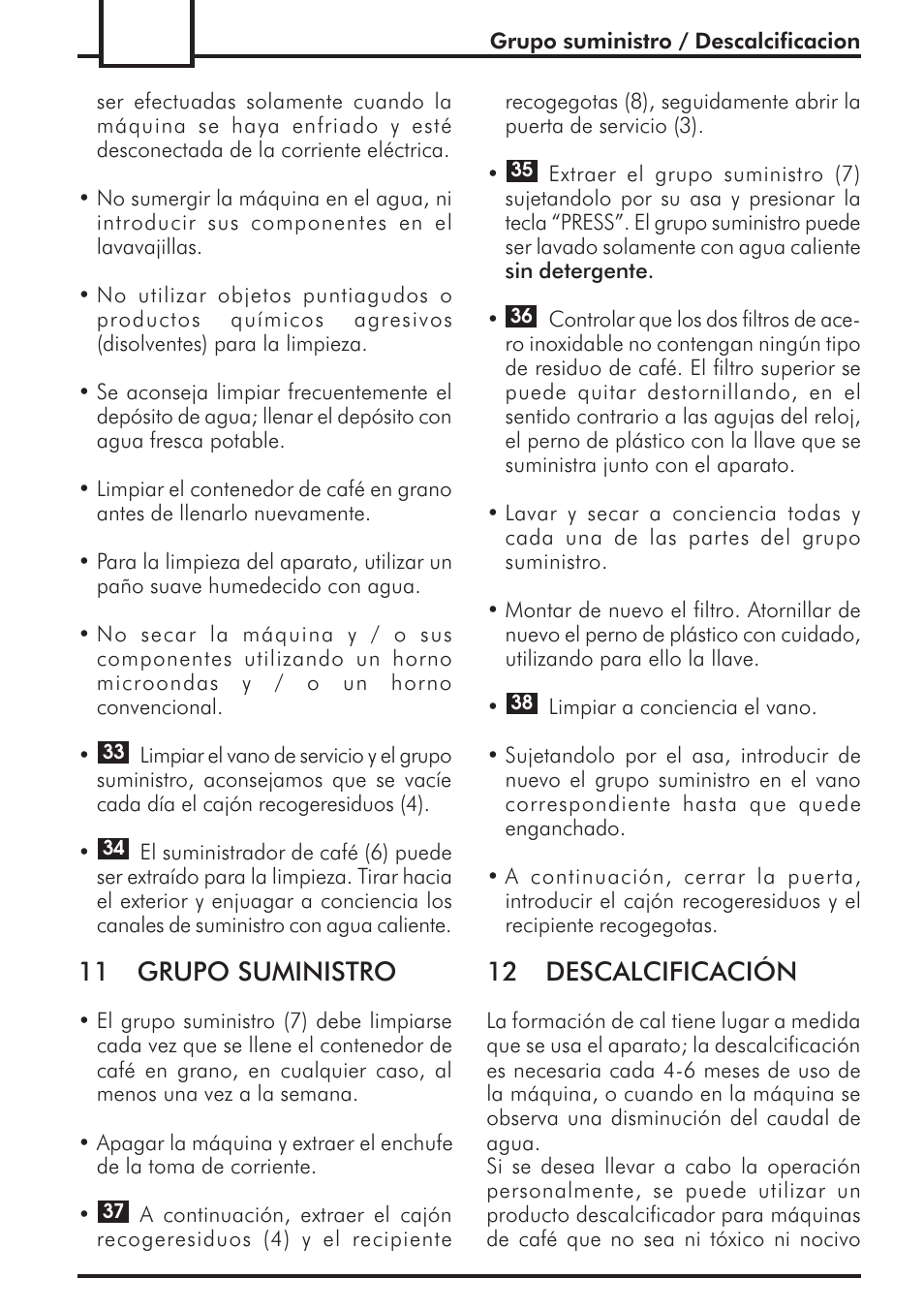 11 grupo suministro, 12 descalcificación | Philips 741443008 User Manual | Page 88 / 132