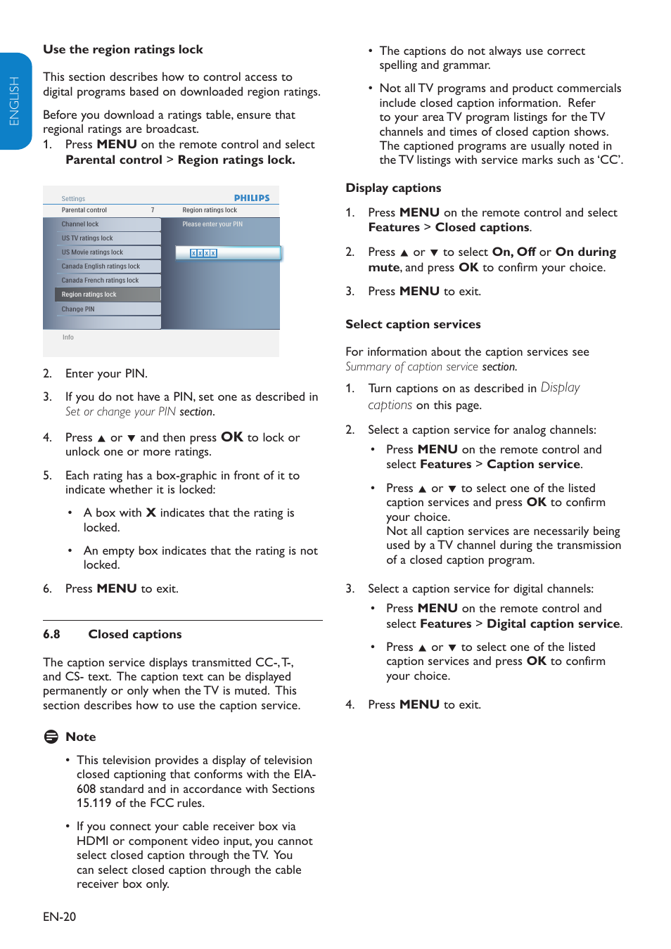 Display captions | Philips 32PFL3403D-27 User Manual | Page 21 / 35