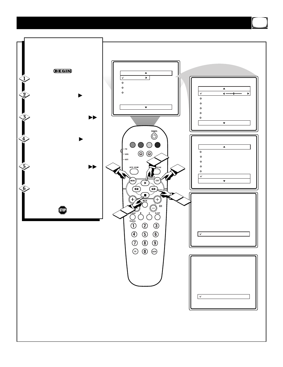 Ow to, Se the, Ontrast | Lack, Tretch, Ontrol | Philips 25PS50S User Manual | Page 7 / 44