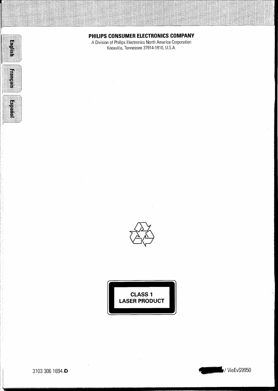 Philips consumer electronics company | Philips FWR8R37 User Manual | Page 98 / 98