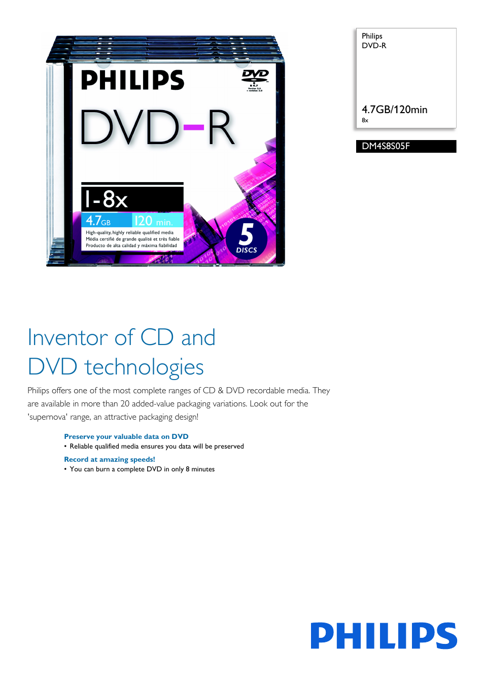 Philips DM4S8S05F-17 User Manual | 2 pages