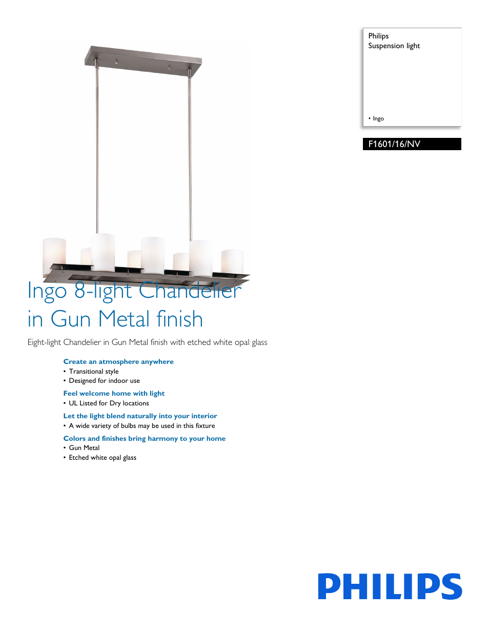 Philips F160116NV User Manual | 2 pages
