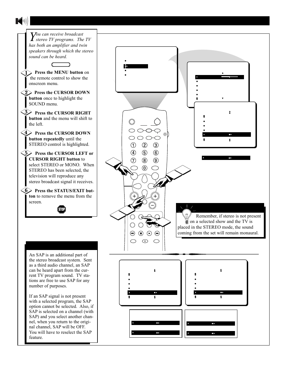 Ound, Etting the, Tereo and | Philips 36PT41B User Manual | Page 32 / 52