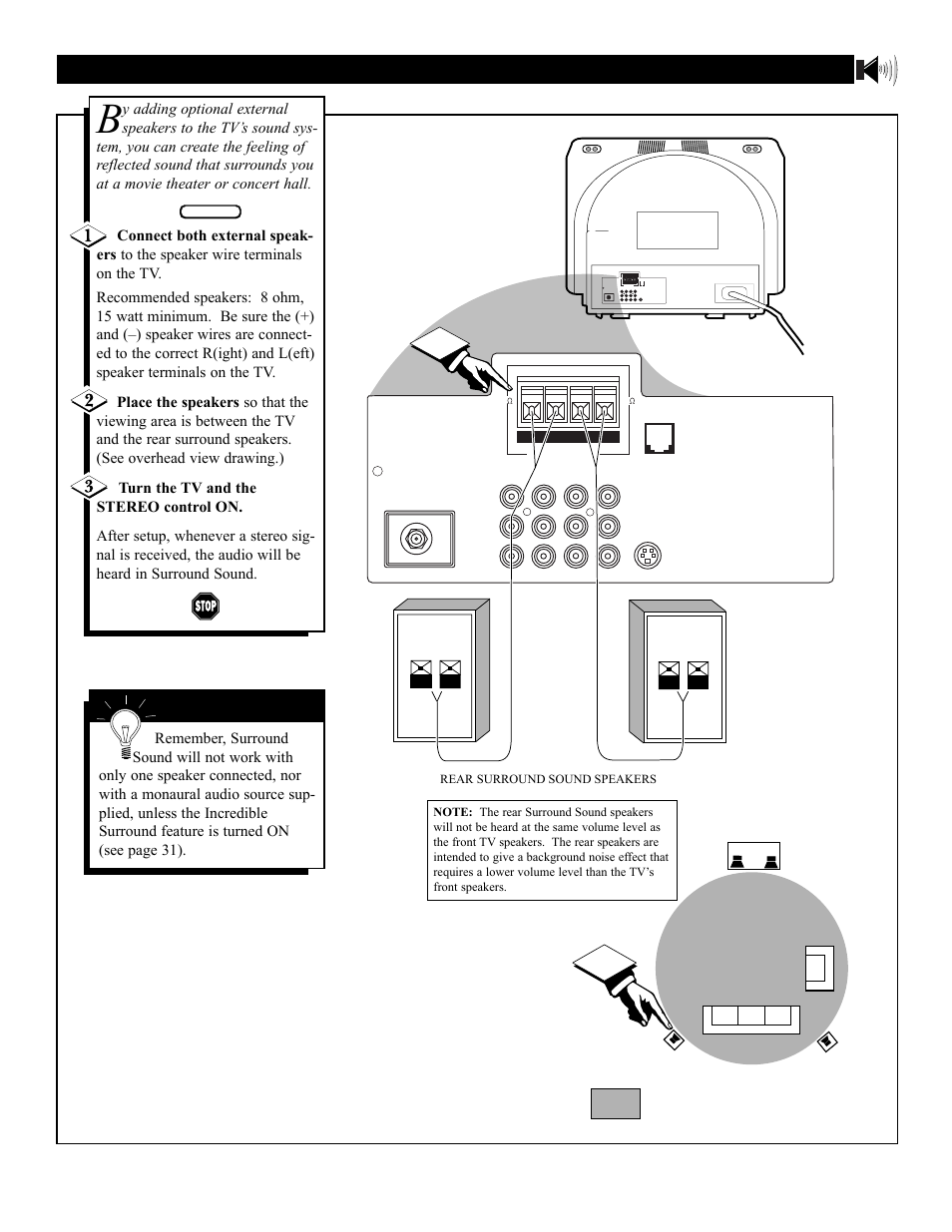 Onnections, Ound, Sing the | Urround, Xternal, Peaker | Philips 36PT41B User Manual | Page 35 / 52