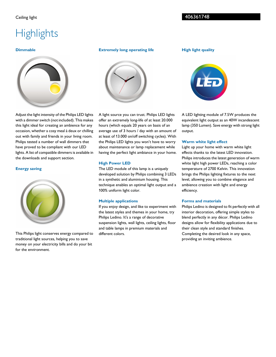 Highlights | Philips 406361748 User Manual | Page 2 / 3