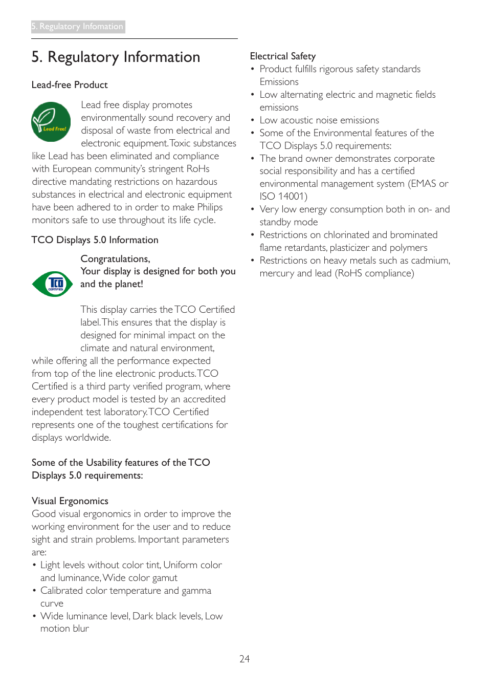 Regulatory information | Philips LCD monitor 273E3SB E-line 27" - 68.6cm with SmartImage Lite User Manual | Page 26 / 52