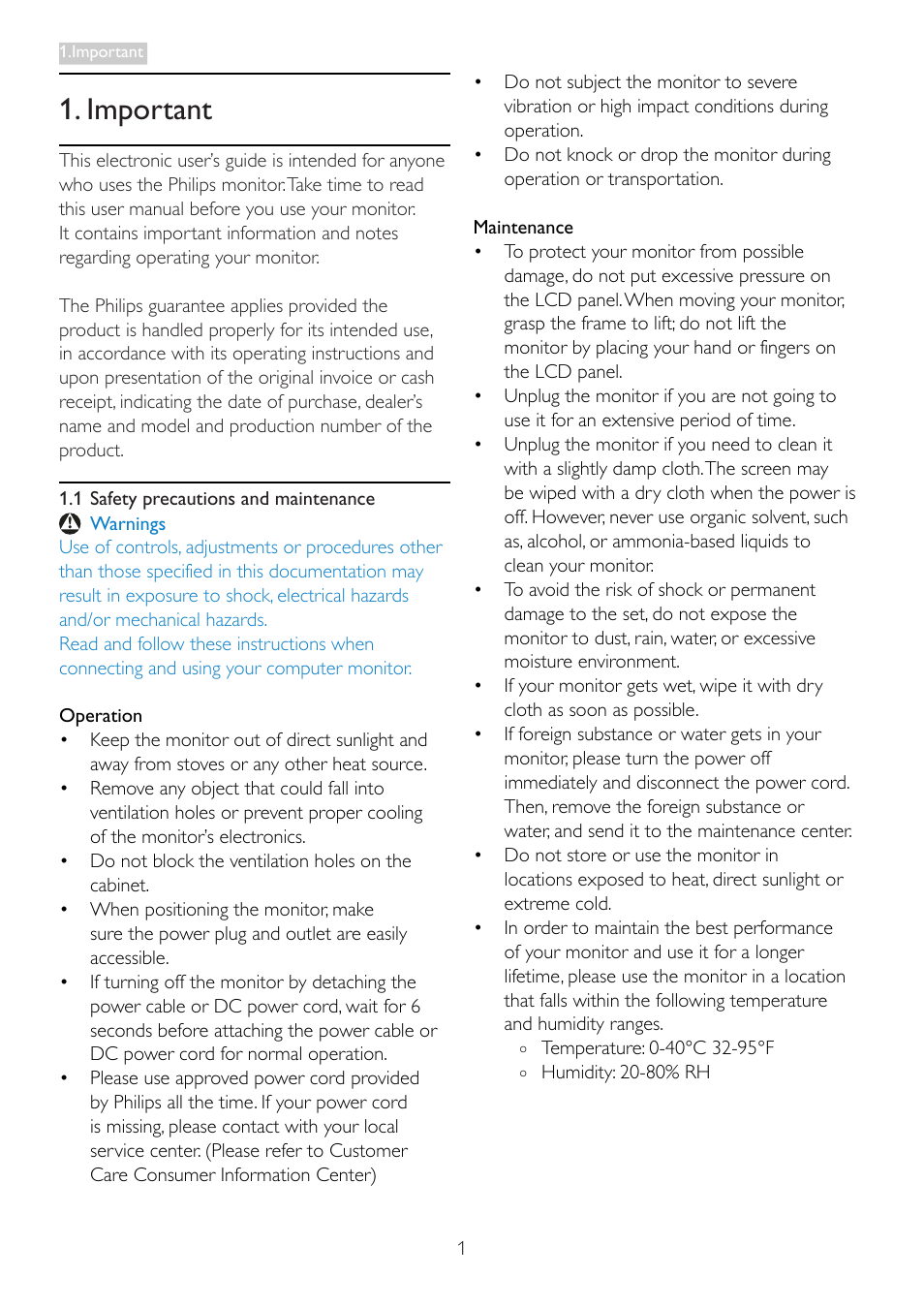 Important | Philips LCD monitor 273E3SB E-line 27" - 68.6cm with SmartImage Lite User Manual | Page 3 / 52