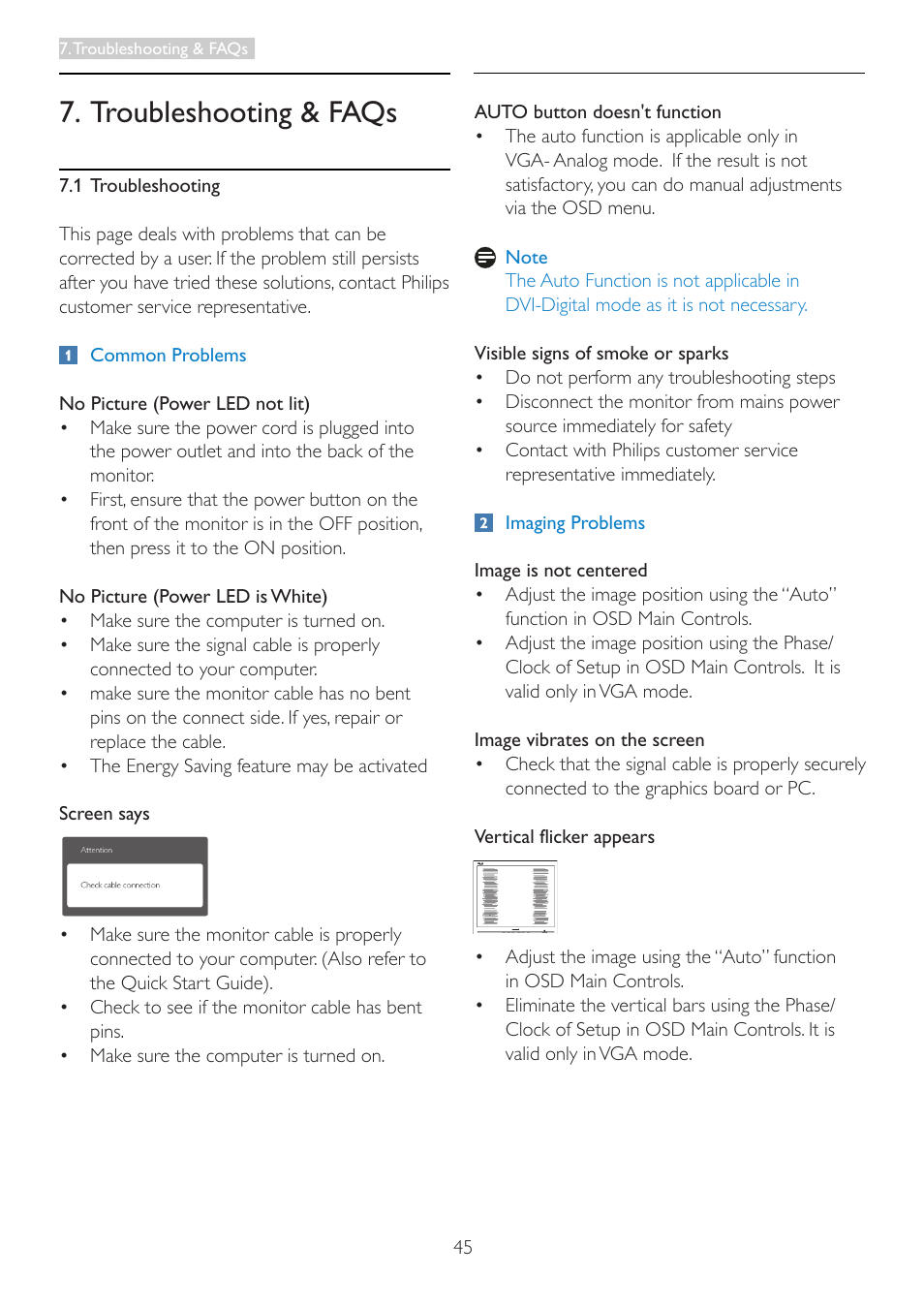 Troubleshooting & faqs | Philips LCD monitor 273E3SB E-line 27" - 68.6cm with SmartImage Lite User Manual | Page 47 / 52