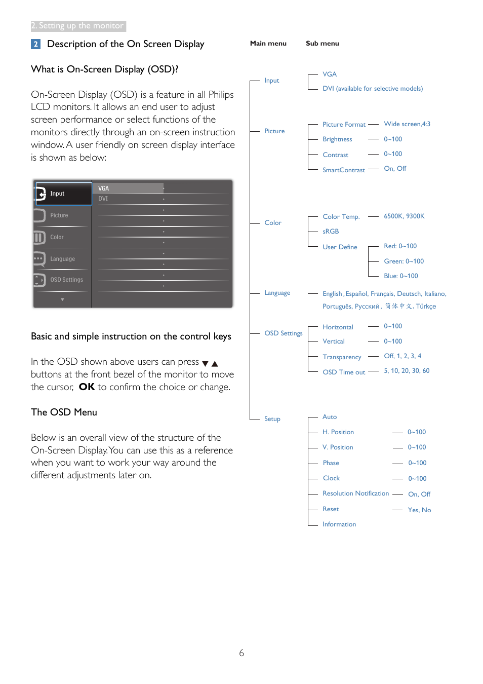 Setting up the monitor | Philips LCD monitor 273E3SB E-line 27" - 68.6cm with SmartImage Lite User Manual | Page 8 / 52