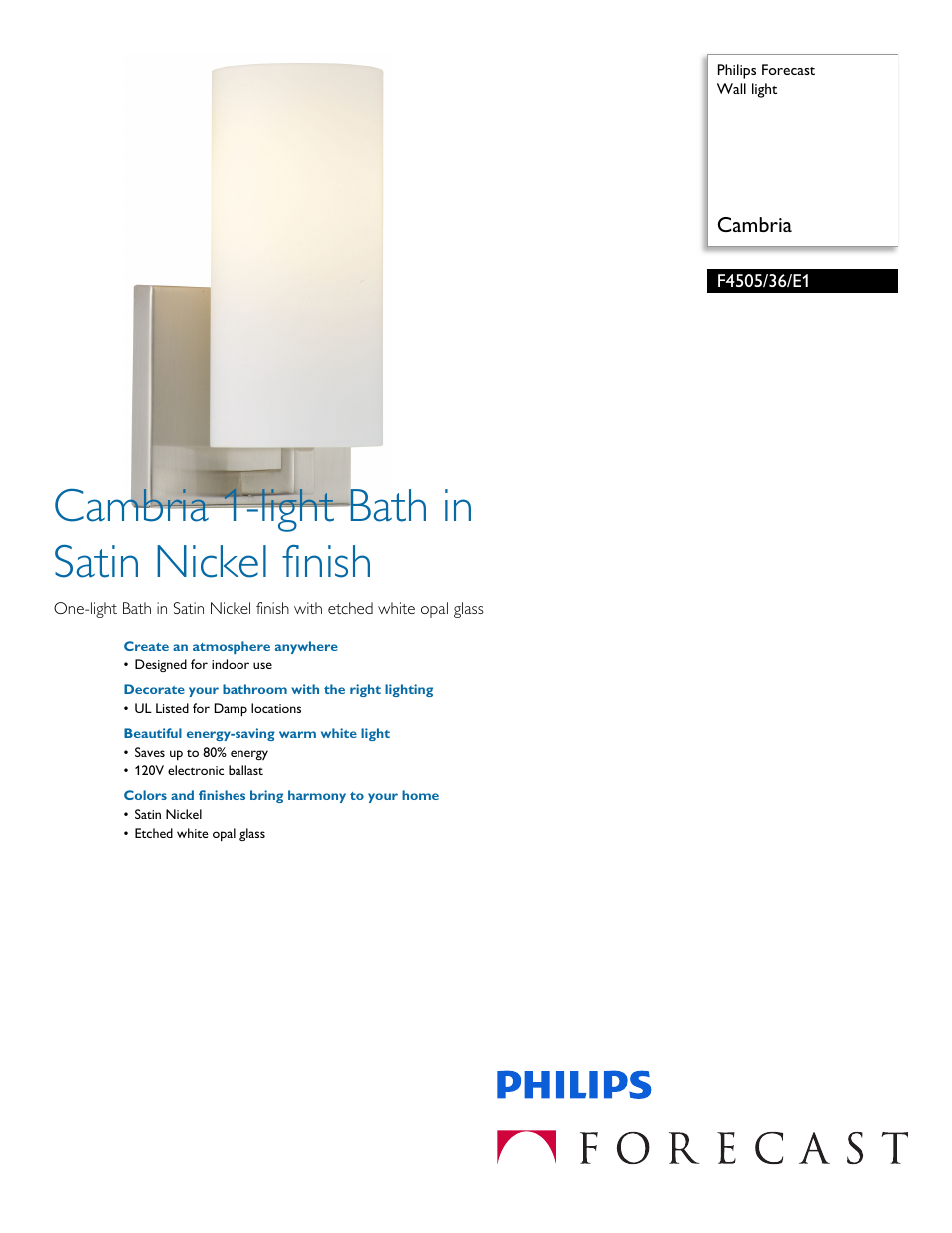 Philips F450536E1 User Manual | 2 pages