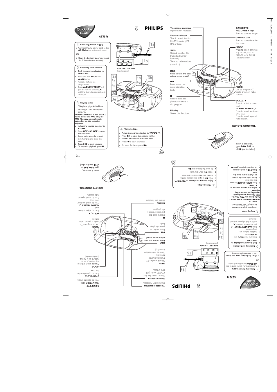 Philips AZ1316-37B User Manual | 1 page