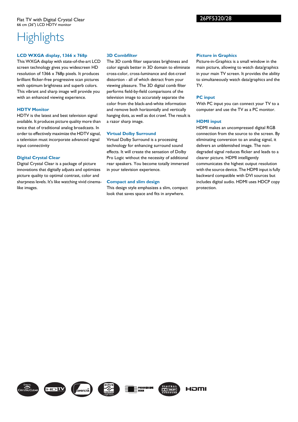 Highlights | Philips 26PF5320-28 User Manual | Page 2 / 3