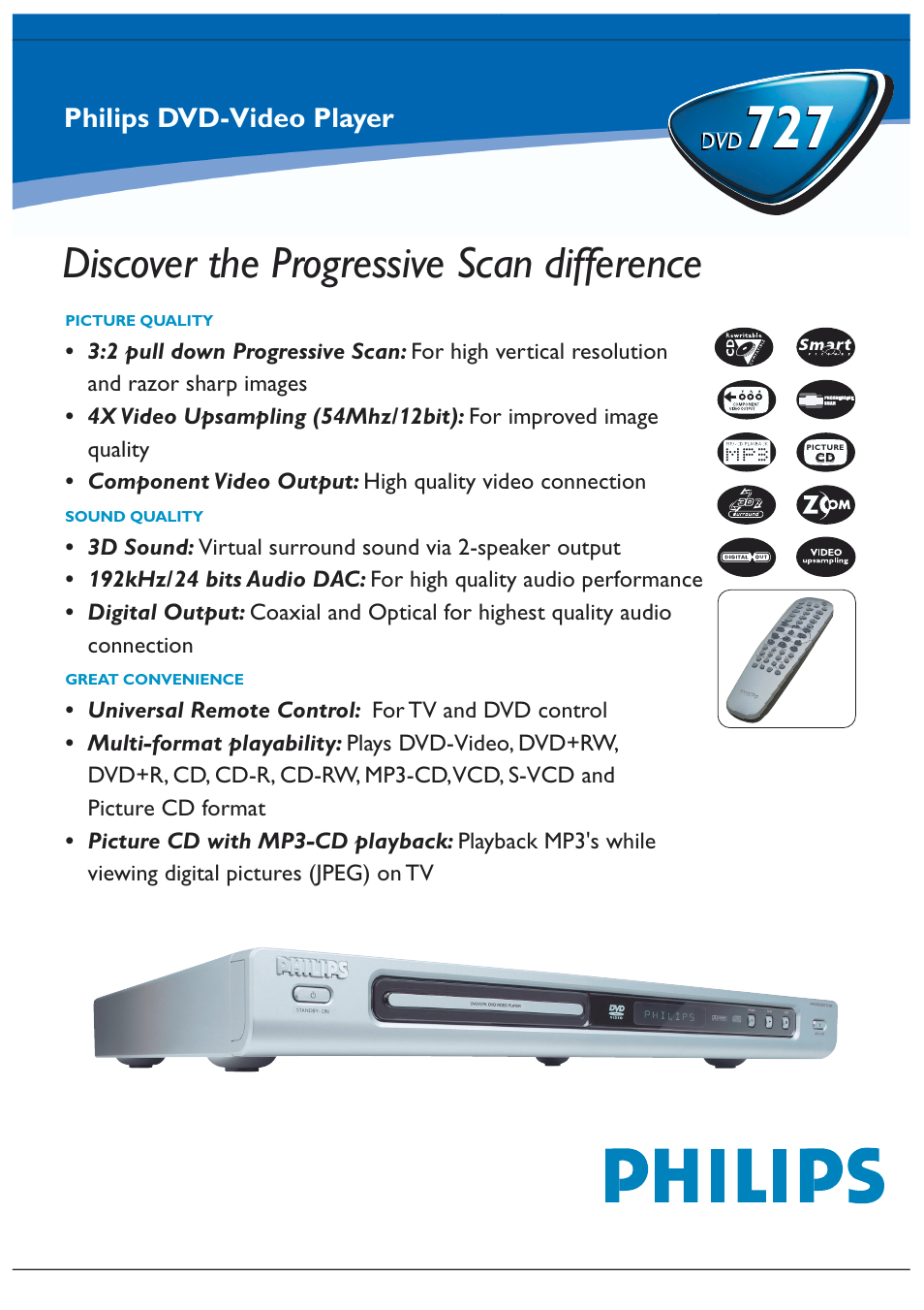Philips DVD727AT-17 User Manual | 2 pages