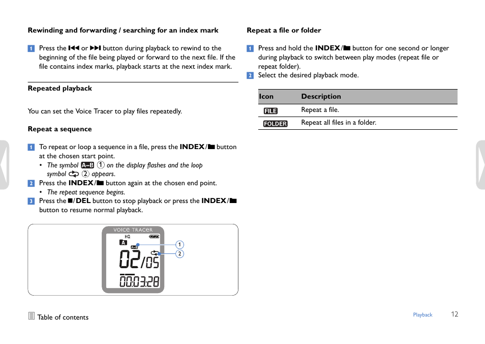 Repeated playback | Philips LFH0642-27 User Manual | Page 12 / 20