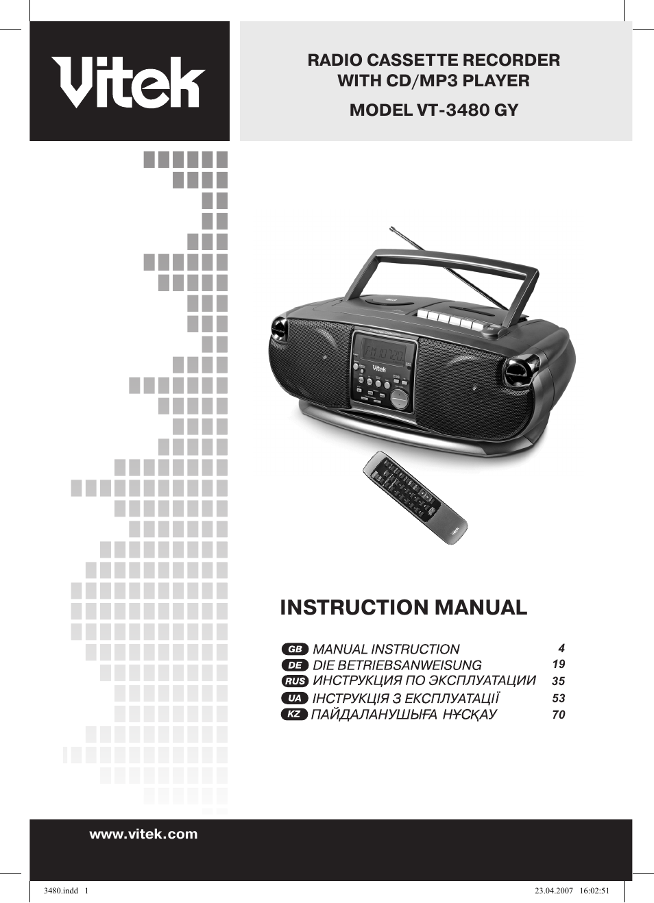 Vitek VT-3480 GY User Manual | 88 pages