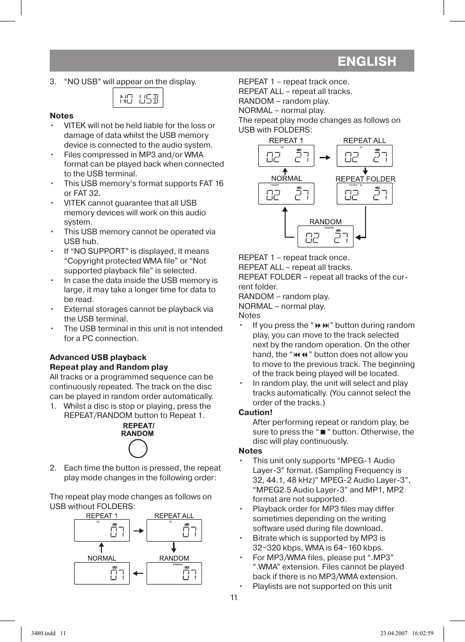 English | Vitek VT-3480 GY User Manual | Page 11 / 88