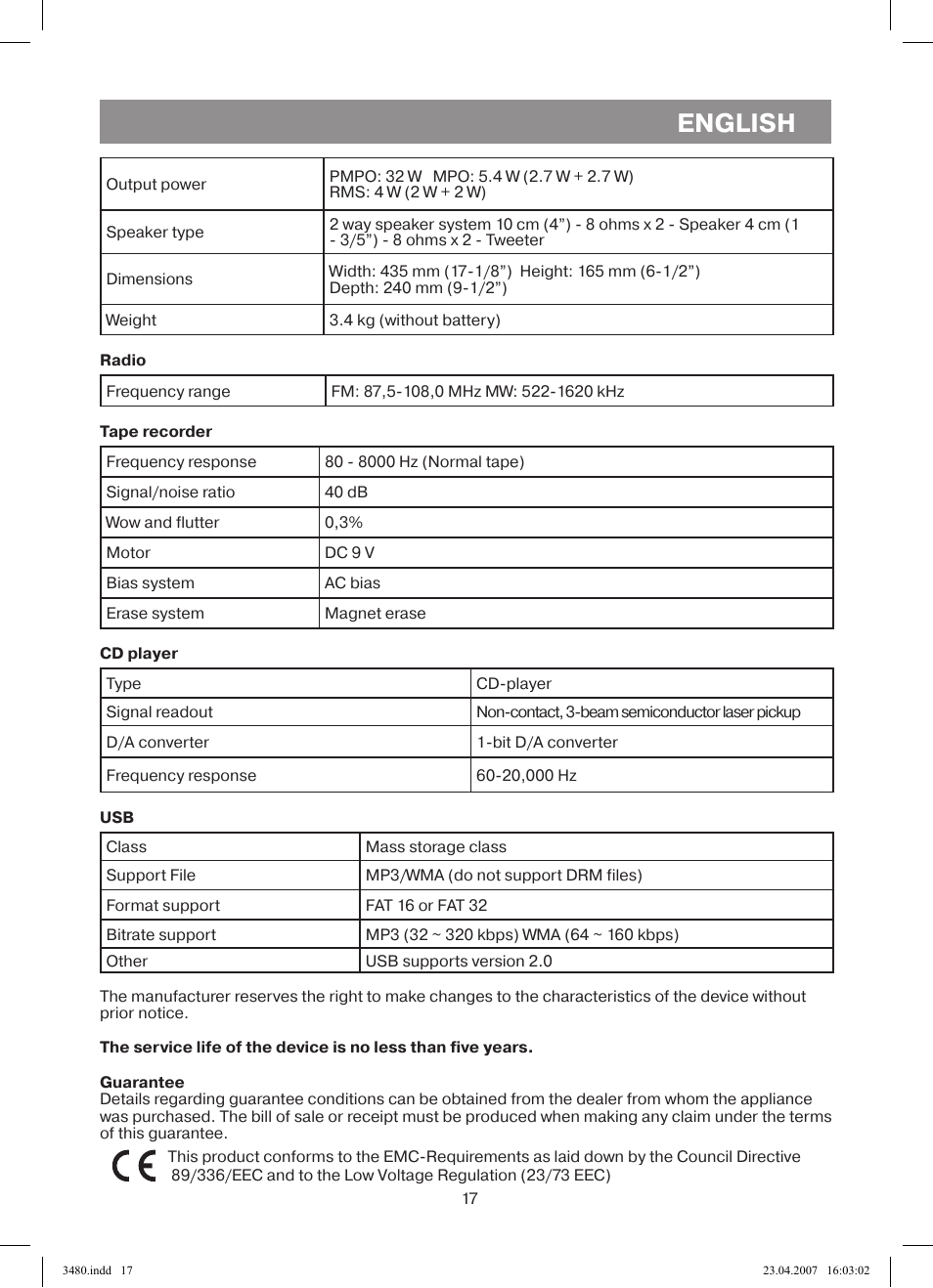 English | Vitek VT-3480 GY User Manual | Page 17 / 88