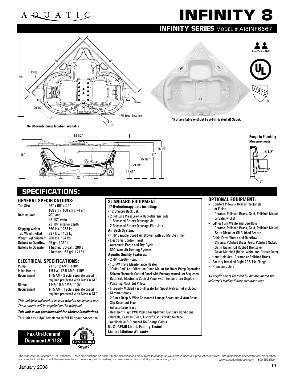 Aquatic INFINITY 8 AI8ANF6667 User Manual | 1 page