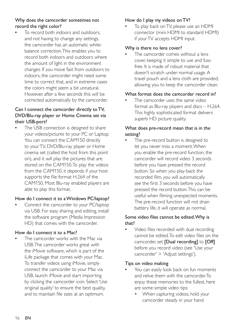 Philips CAM150OR-37 User Manual | Page 17 / 21