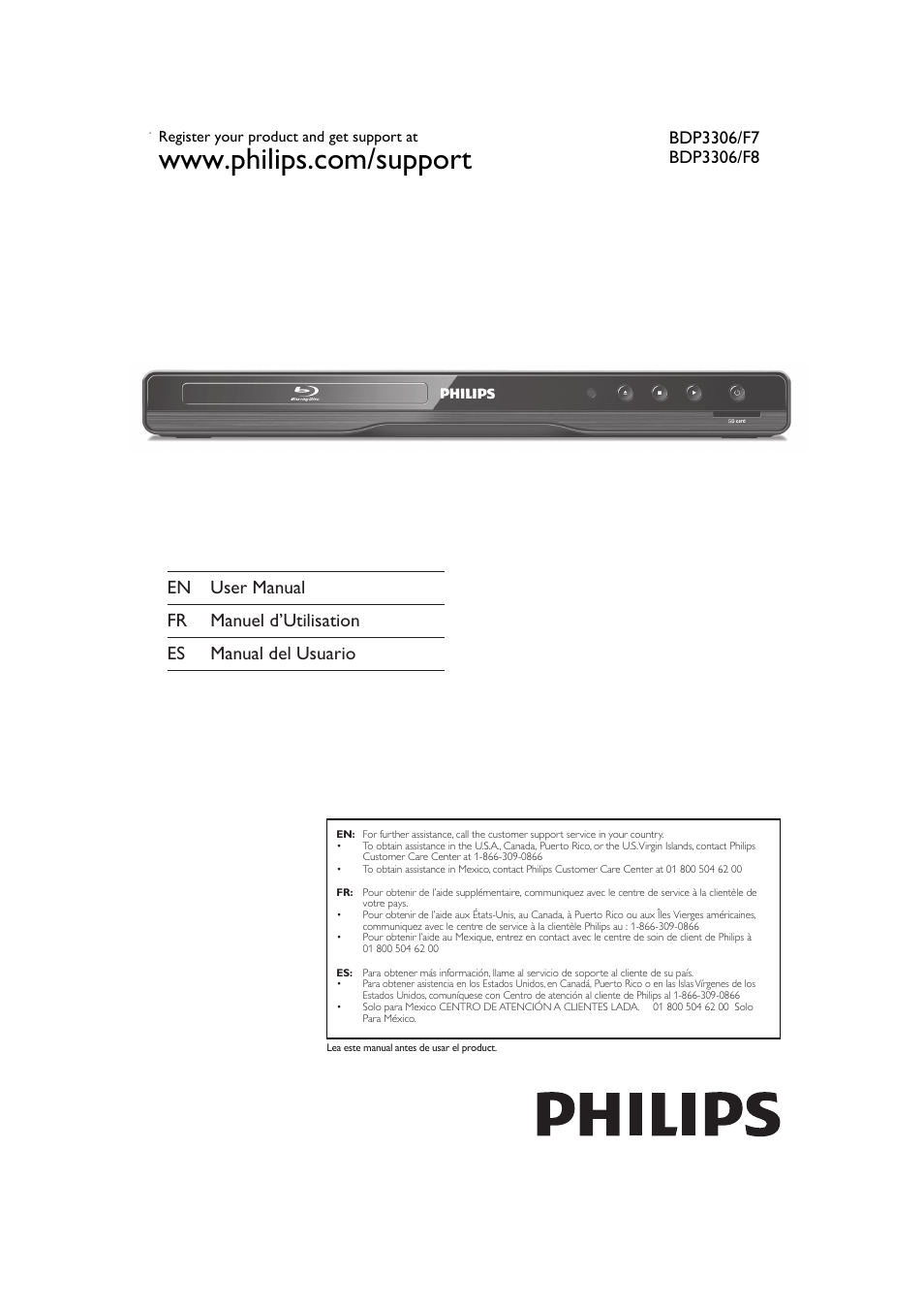 Philips BDP3306-F7 User Manual | 68 pages