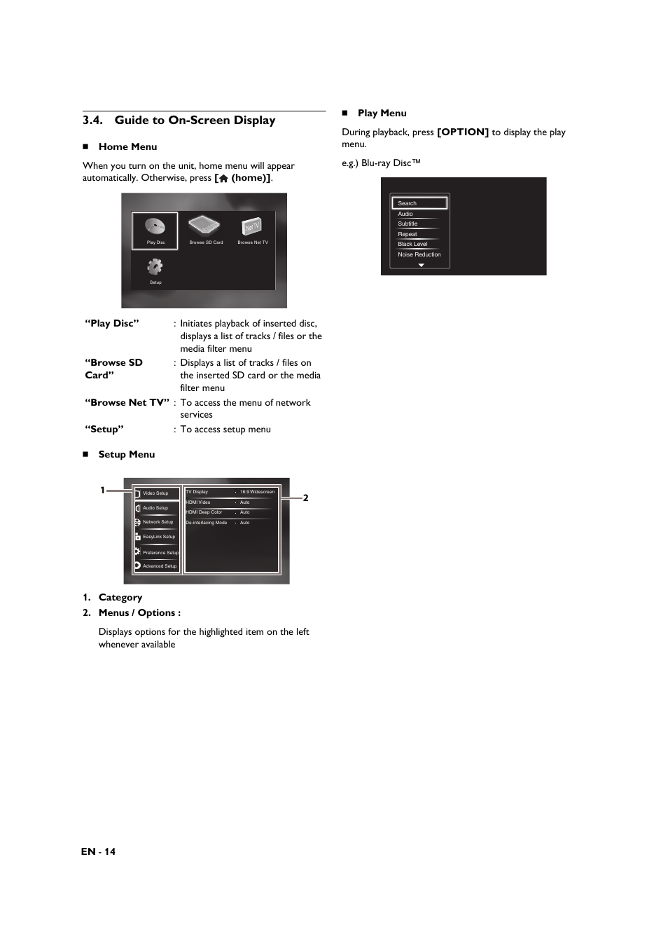 Guide to on-screen display, En - 14 | Philips BDP3306-F7 User Manual | Page 14 / 68