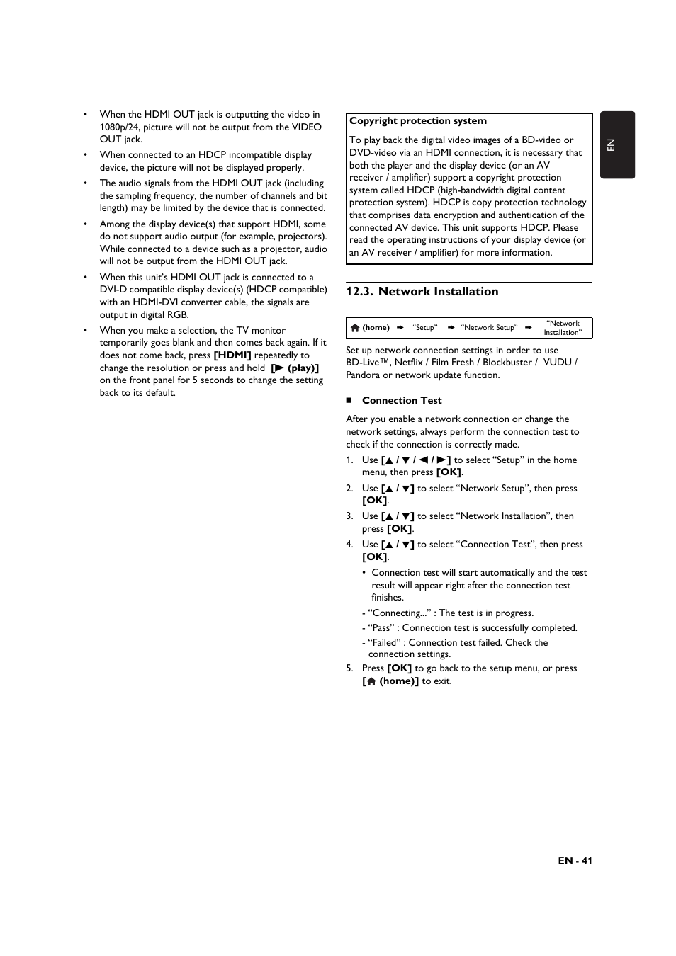 Network installation | Philips BDP3306-F7 User Manual | Page 41 / 68