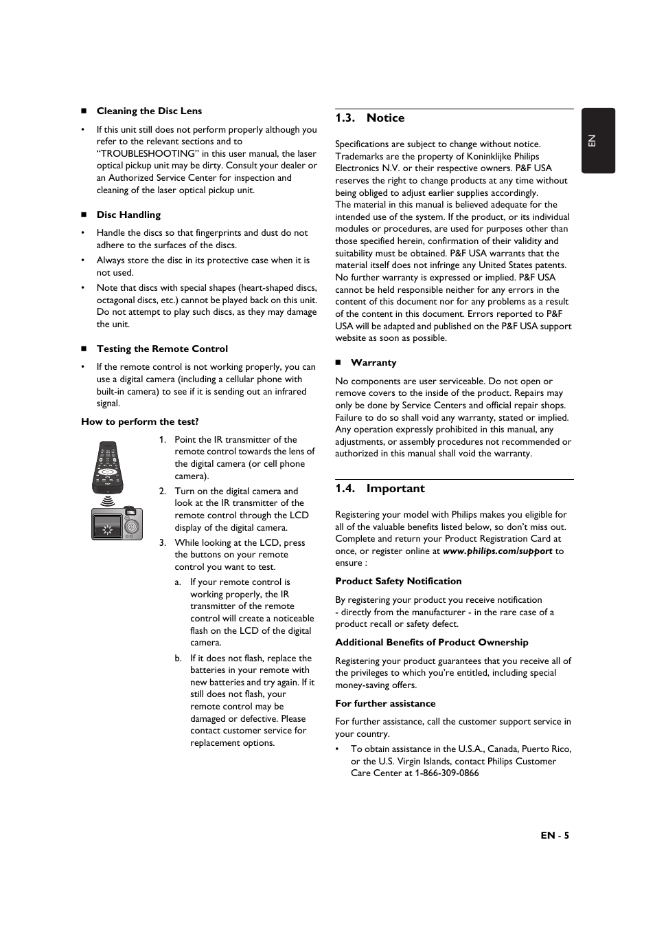 Notice, Important | Philips BDP3306-F7 User Manual | Page 5 / 68