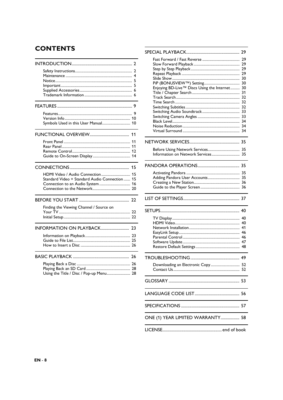 Philips BDP3306-F7 User Manual | Page 8 / 68