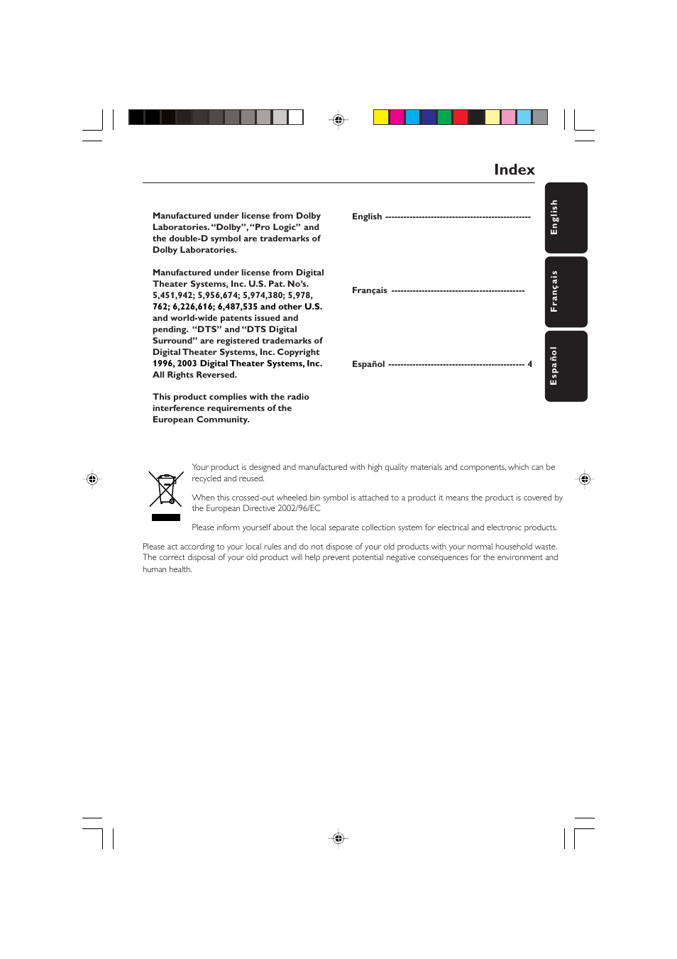 Index | Philips HTS5800H-37 User Manual | Page 80 / 101