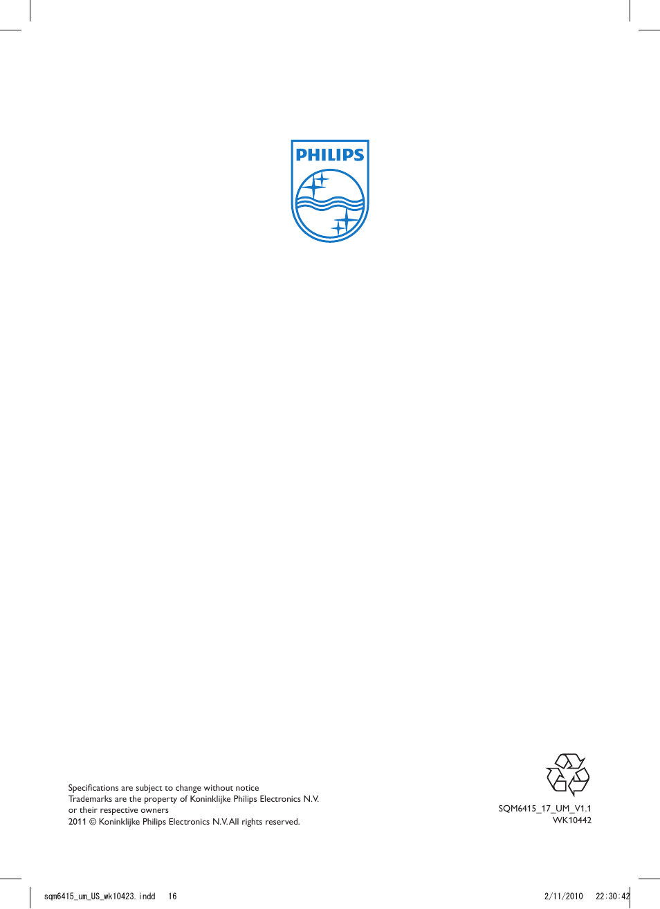 Philips SQM6415-27 User Manual | Page 16 / 16