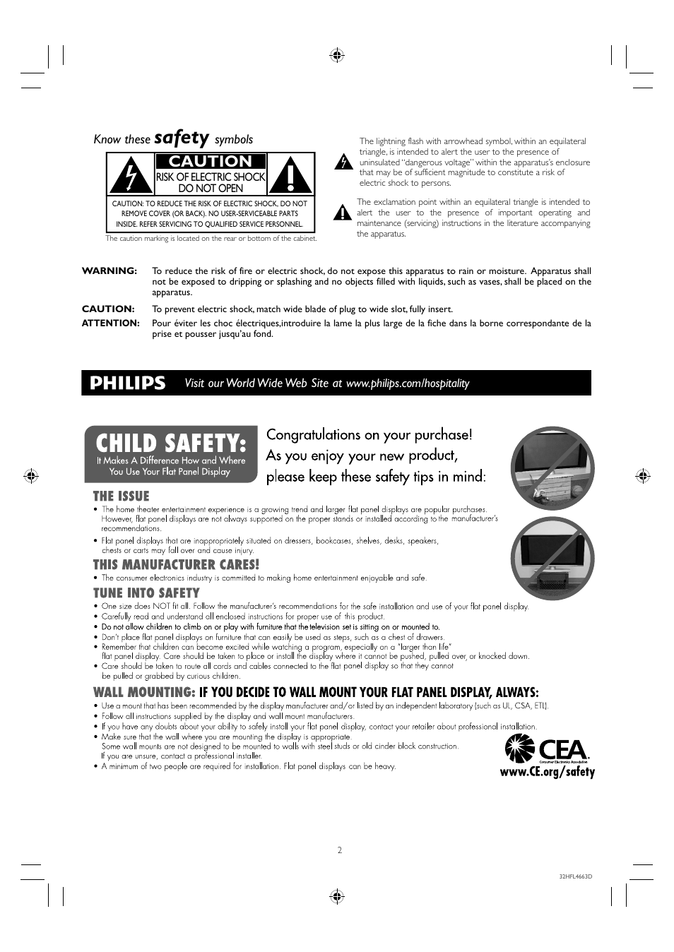 Safety, Caution, Know these | Symbols | Philips 32HFL4663D-F7 User Manual | Page 2 / 12