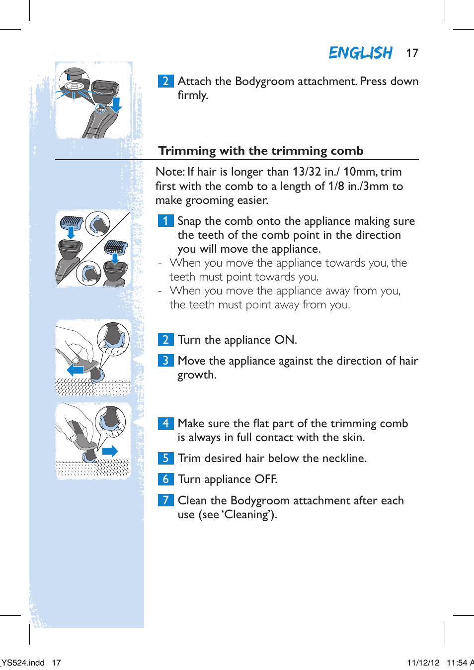 English | Philips YS524-41 User Manual | Page 17 / 52