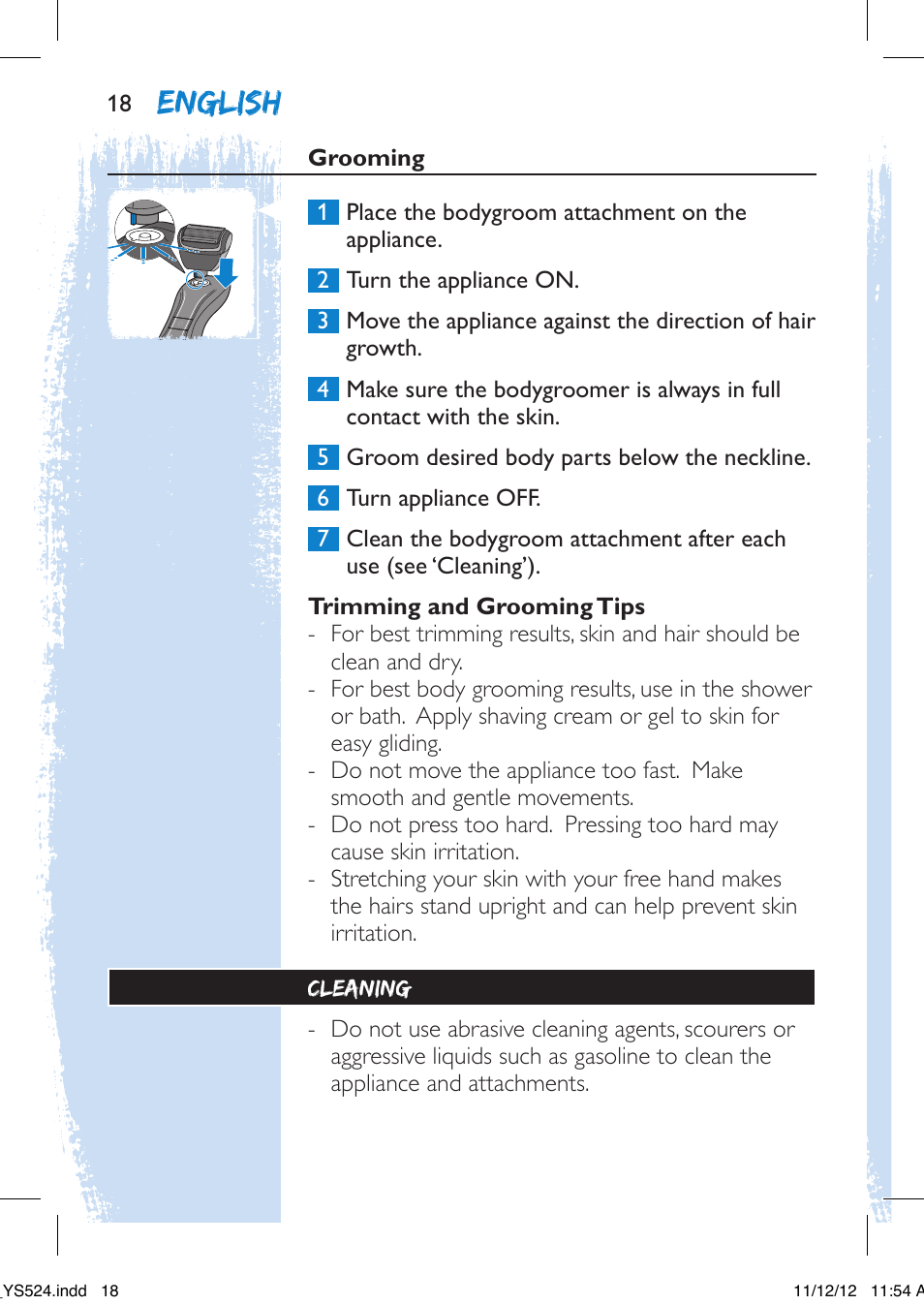 English | Philips YS524-41 User Manual | Page 18 / 52