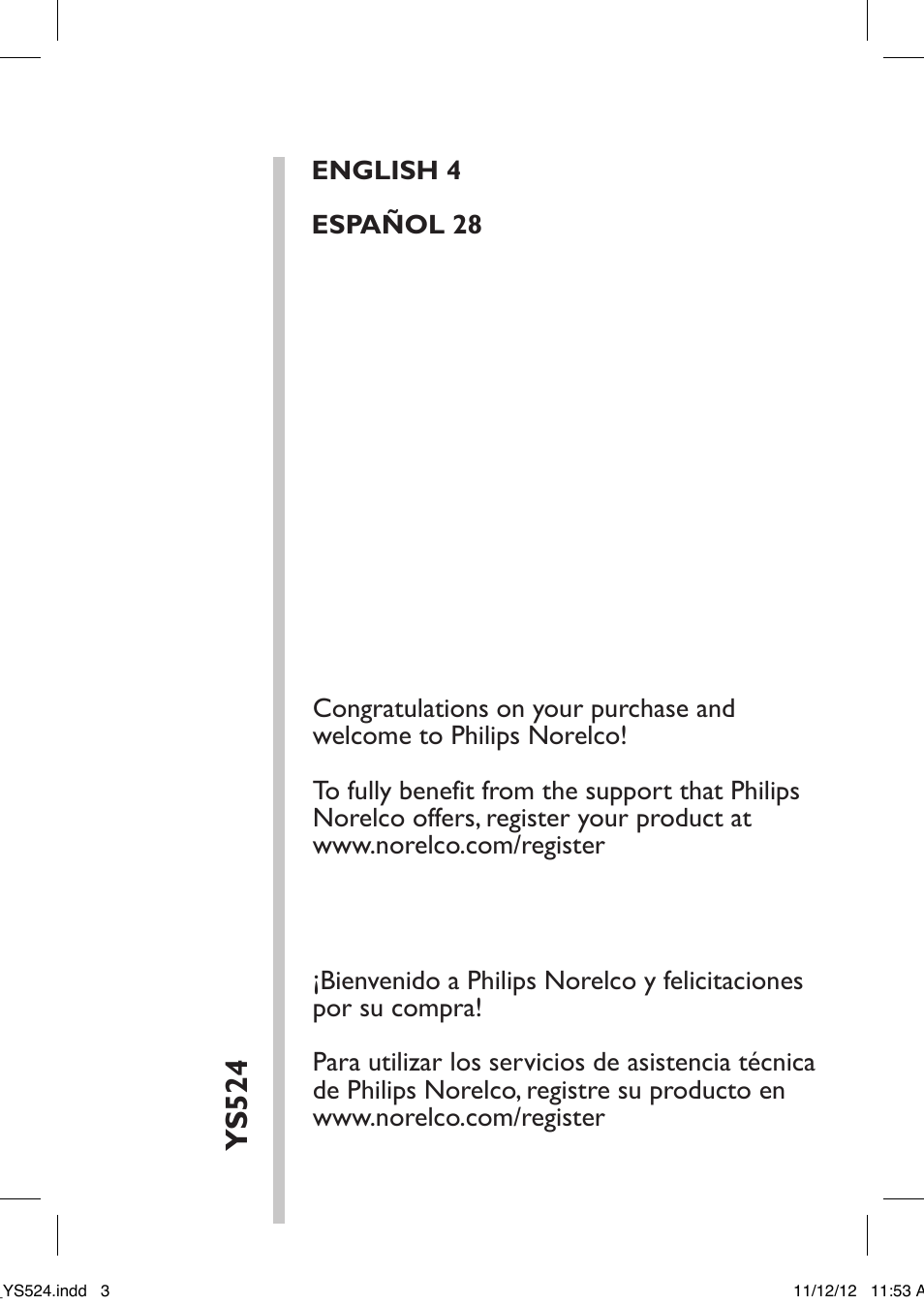 Ys524 | Philips YS524-41 User Manual | Page 3 / 52