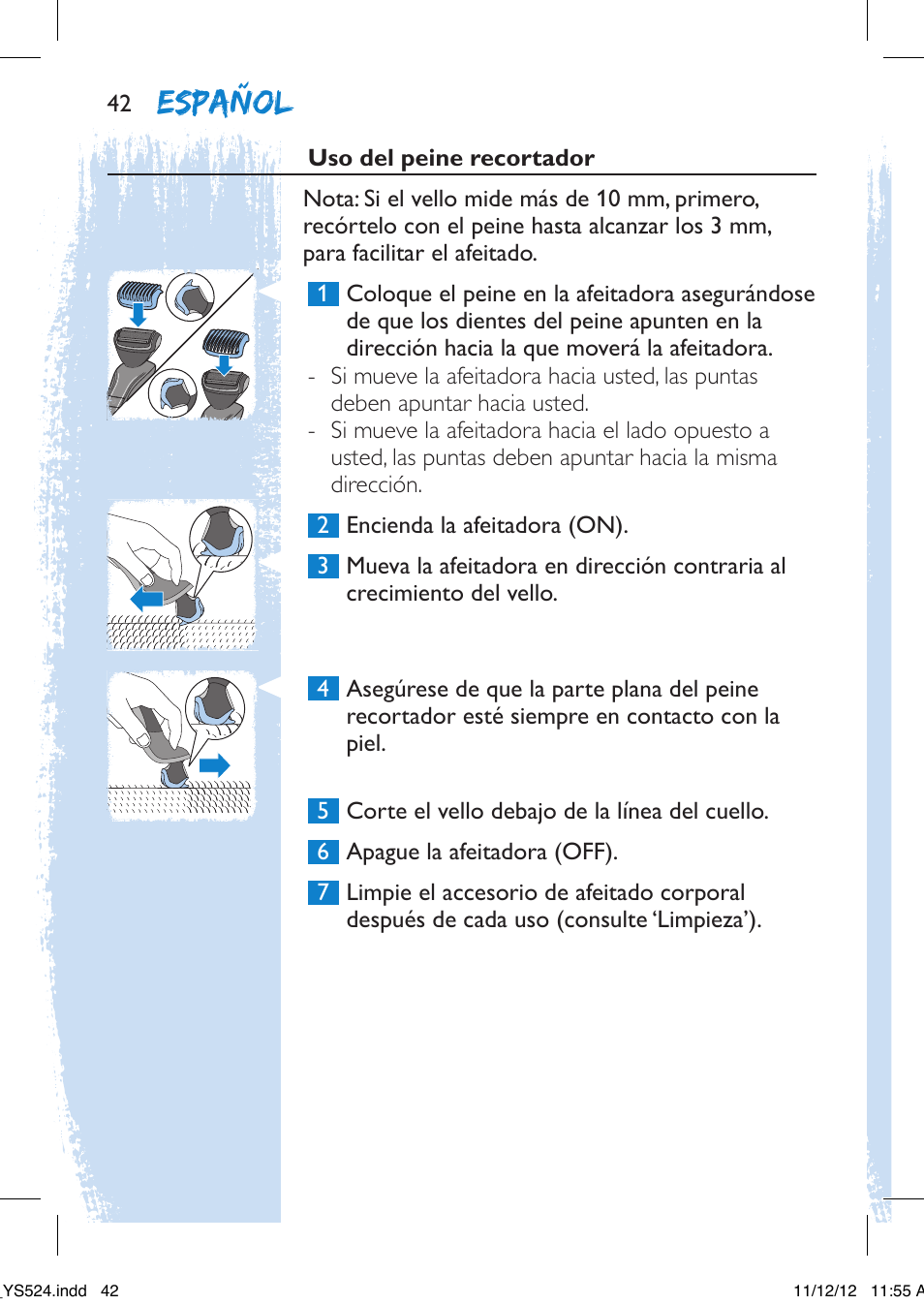 Español | Philips YS524-41 User Manual | Page 42 / 52