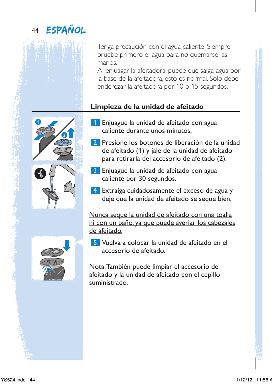 Español | Philips YS524-41 User Manual | Page 44 / 52