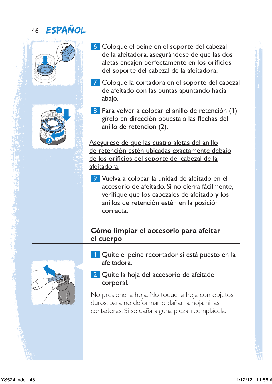 Español | Philips YS524-41 User Manual | Page 46 / 52