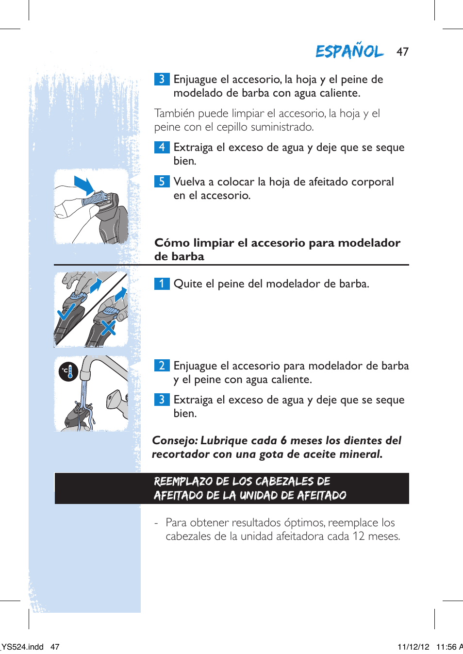 Español | Philips YS524-41 User Manual | Page 47 / 52