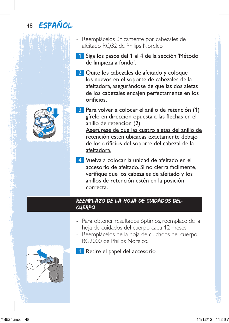 Español | Philips YS524-41 User Manual | Page 48 / 52