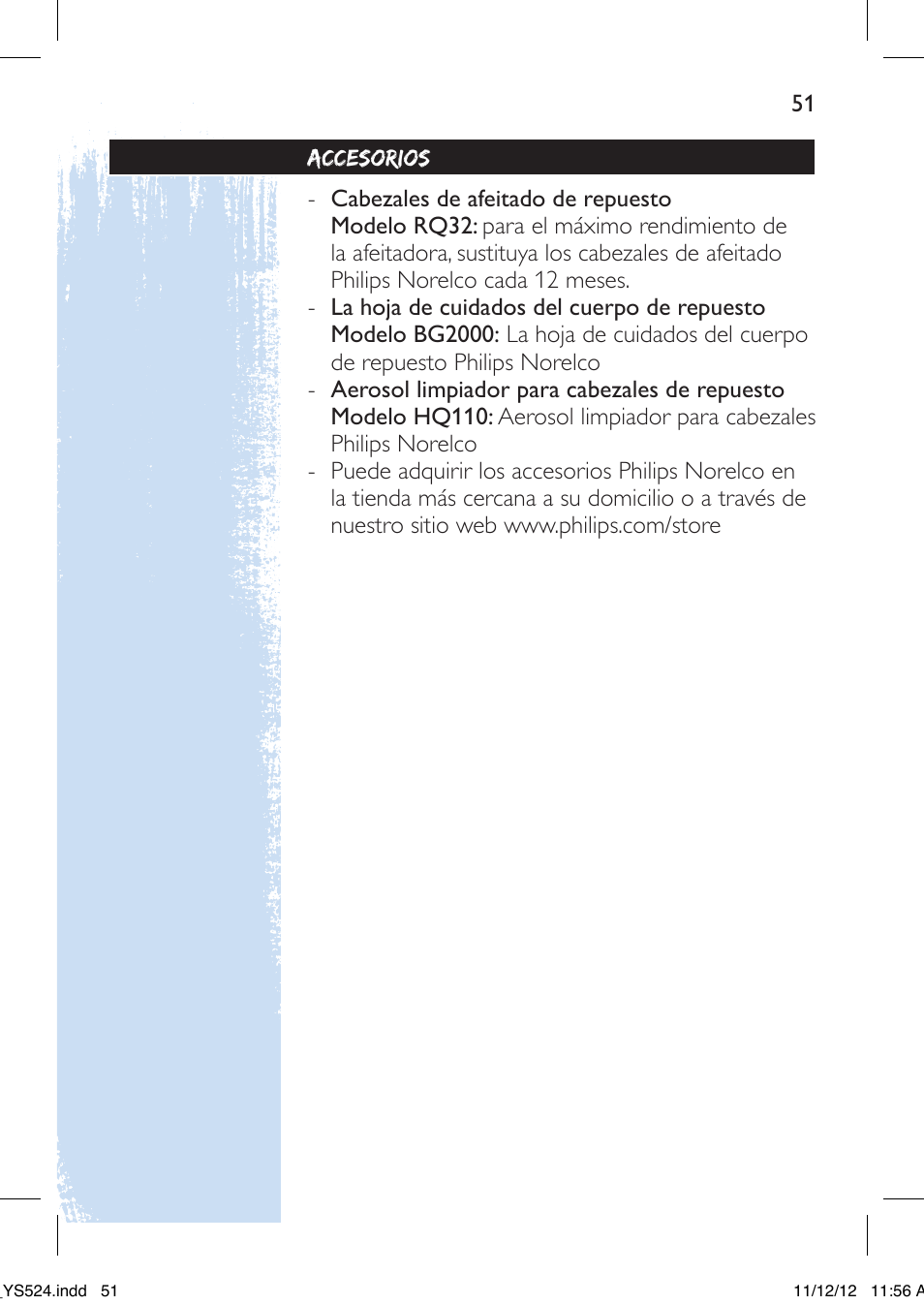 Philips YS524-41 User Manual | Page 51 / 52