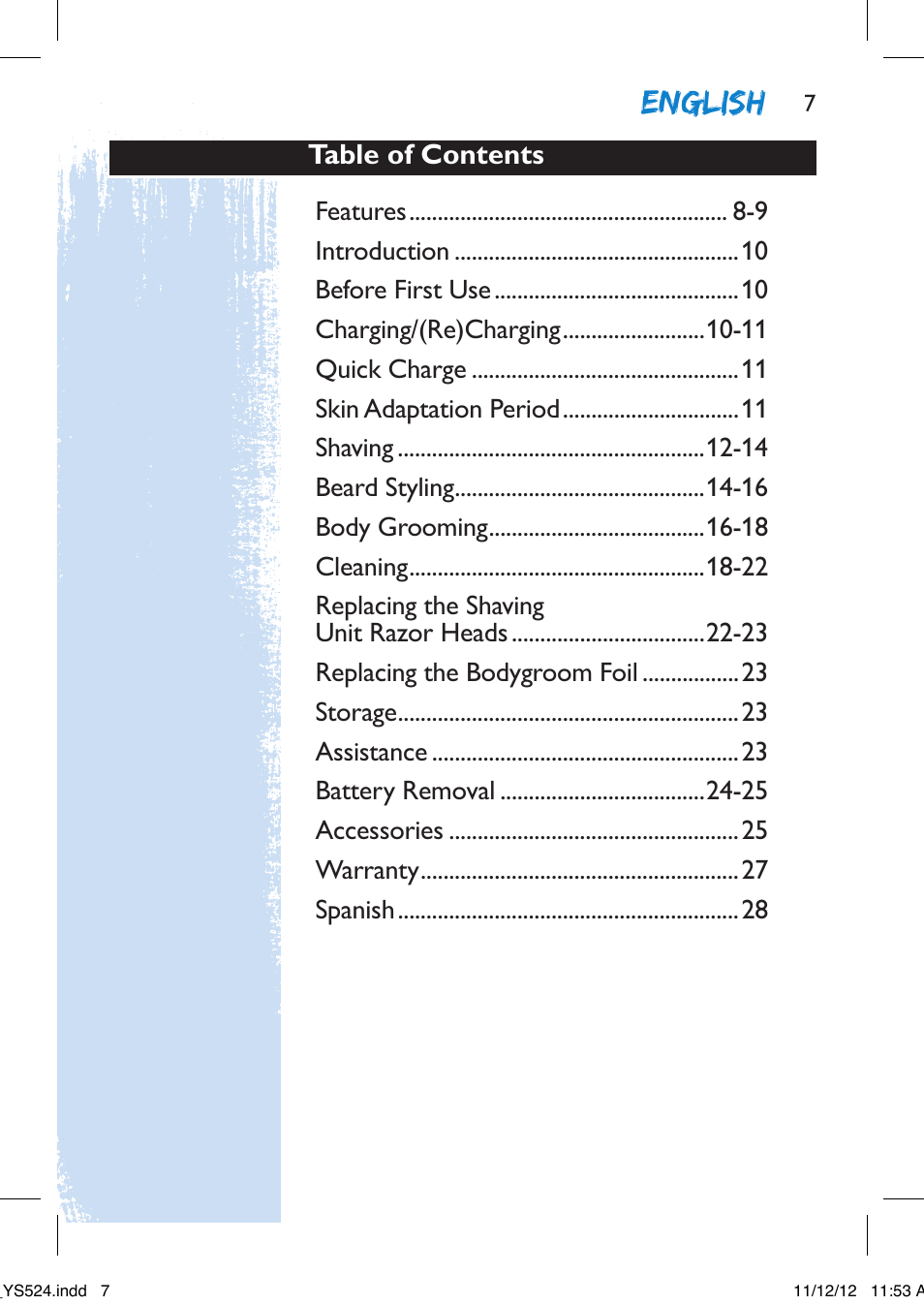 Philips YS524-41 User Manual | Page 7 / 52