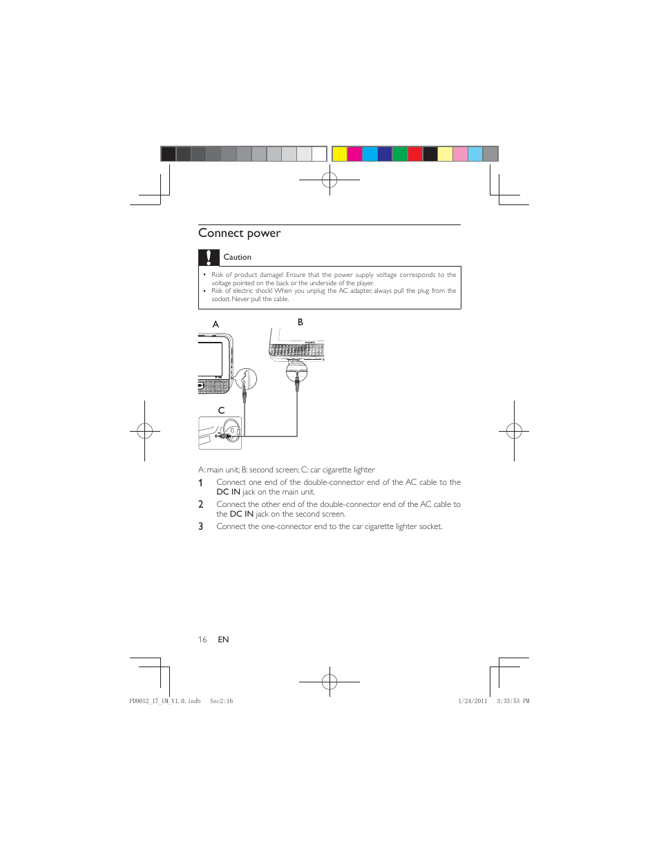 Connect power | Philips PD9012-17 User Manual | Page 16 / 24