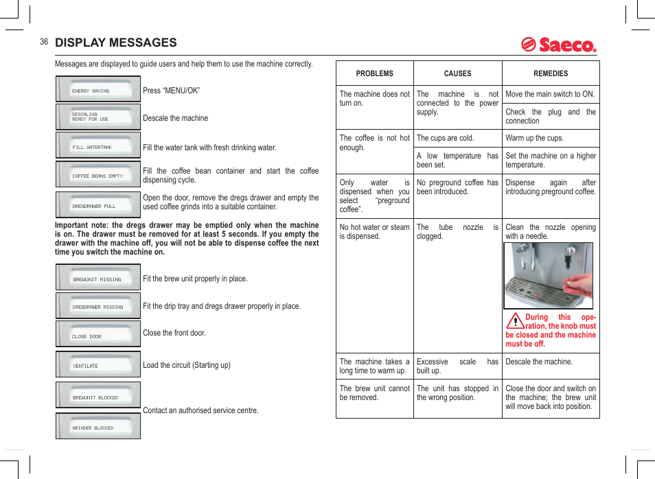 Display messages | Philips 740815008 User Manual | Page 36 / 128