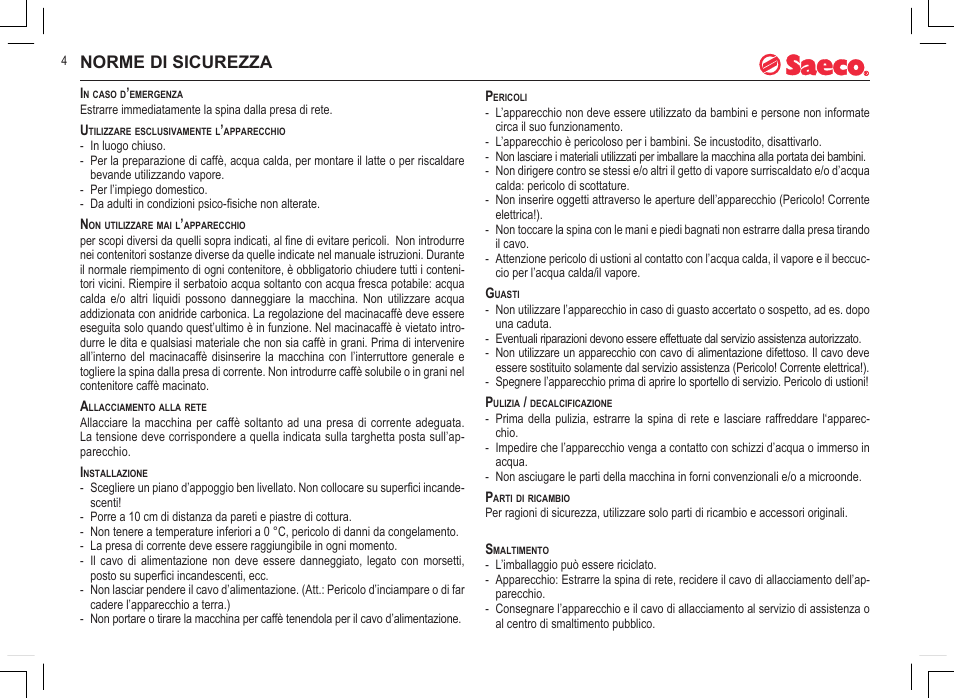 Norme di sicurezza | Philips 740815008 User Manual | Page 4 / 128