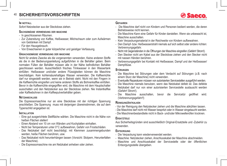 Sicherheitsvorschriften | Philips 740815008 User Manual | Page 40 / 128