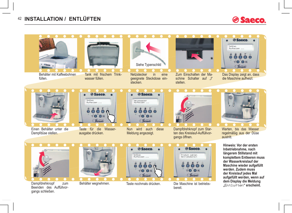 Installation / entlüften | Philips 740815008 User Manual | Page 42 / 128