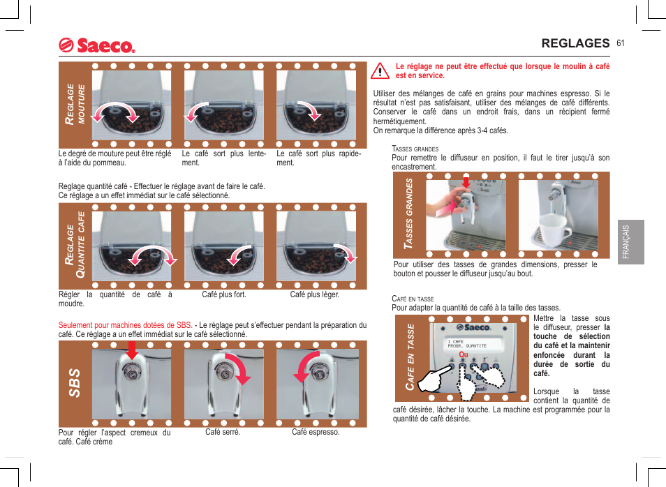Reglages | Philips 740815008 User Manual | Page 61 / 128