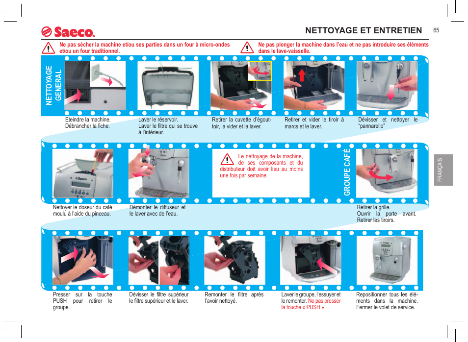 Nettoyage et entretien, Nett oy age general, Groupe café | Philips 740815008 User Manual | Page 65 / 128