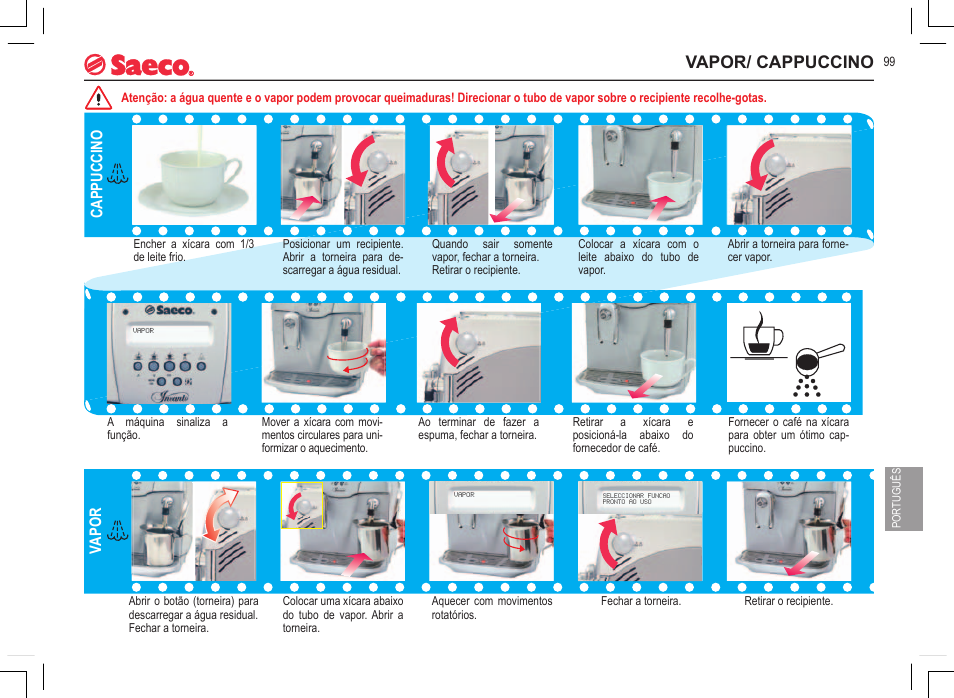 Vapor/ cappuccino, Vapor, Cappuccino | Philips 740815008 User Manual | Page 99 / 128